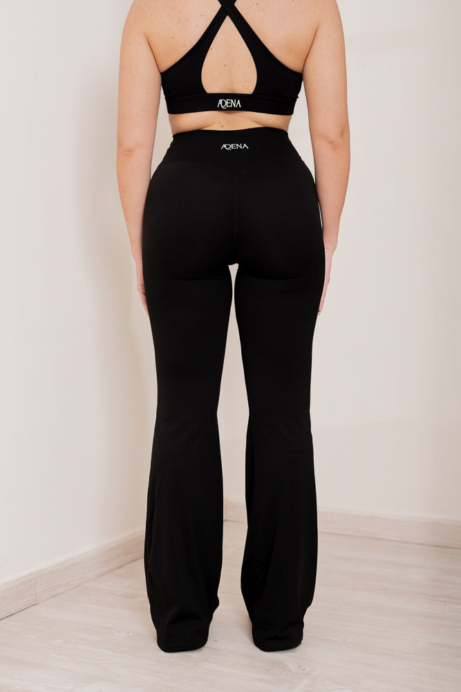 Set Luna - Top + Flared Leggins Nero