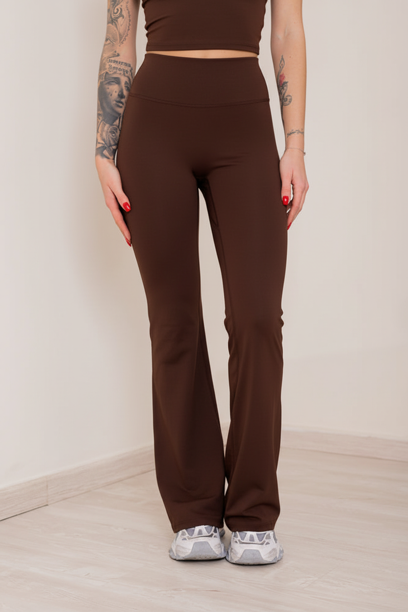 Set Alma Top + Leggings Flare Marrone