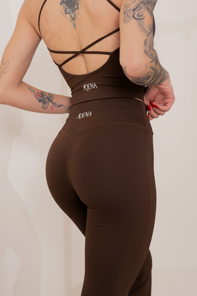 Set Alma Top + Leggings Flare Marrone